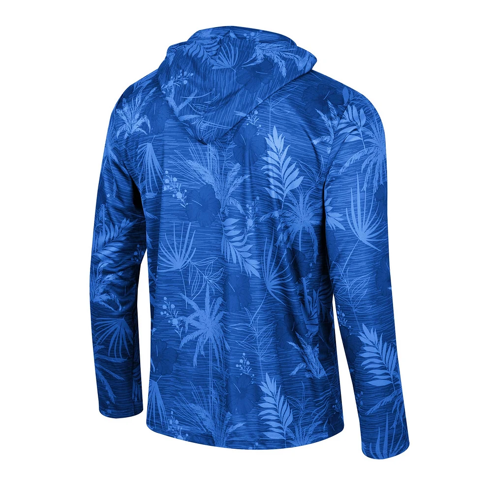 Men's Colosseum Royal Air Force Falcons Palms Printed Lightweight Quarter-Zip Hooded Top