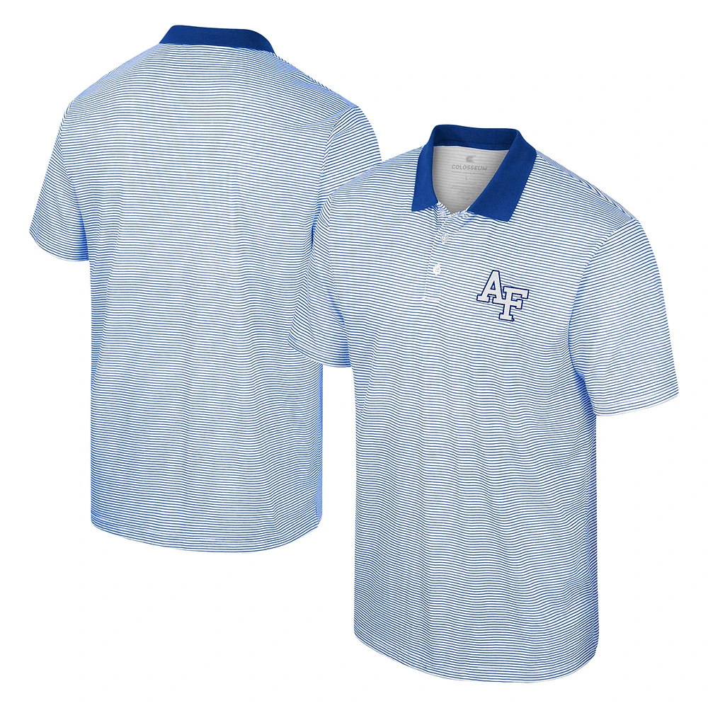 Men's Colosseum White/Royal Air Force Falcons Print Stripe Polo