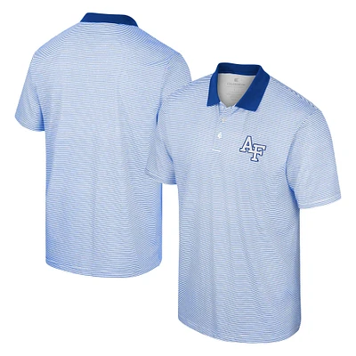 Men's Colosseum White/Royal Air Force Falcons Print Stripe Polo