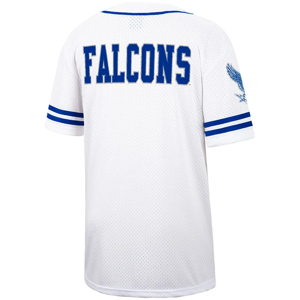 Men's Colosseum White Air Force Falcons Free Spirited Mesh Button-Up  Baseball Jersey