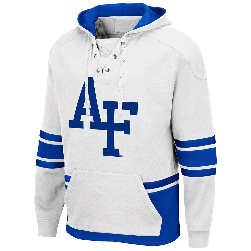 Men's Colosseum White Air Force Falcons Lace Up 3.0 Pullover Hoodie