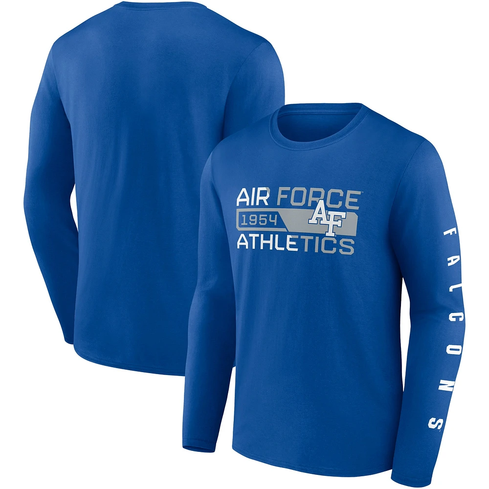 Men's Fanatics Royal Air Force Falcons Broad Jump 2-Hit Long Sleeve T-Shirt