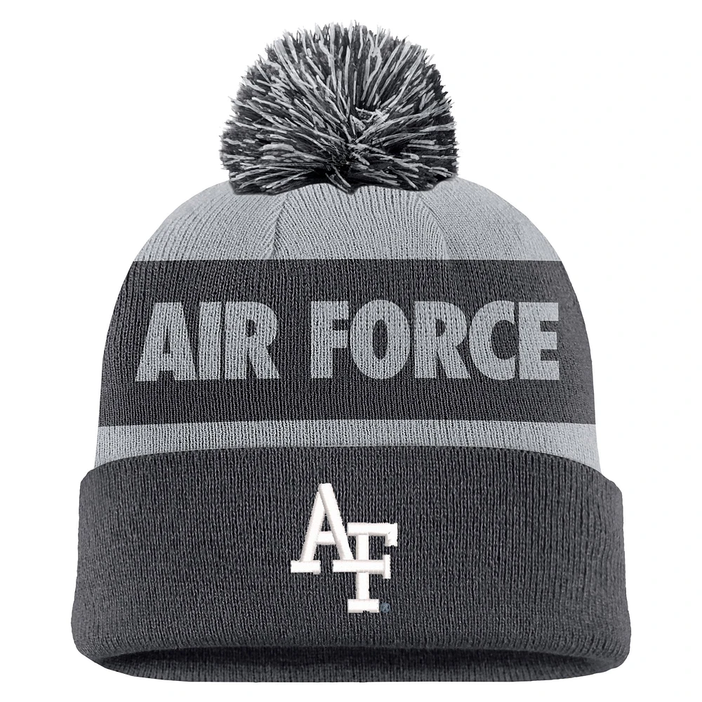 Bonnet en tricot à revers avec pompon Nike Anthracite Air Force Falcons Rivalry Shield pour homme