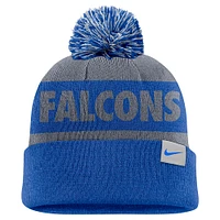 Men's Nike Gray/Royal Air Force Falcons Peak Stripe Cuffed Knit Hat with Pom