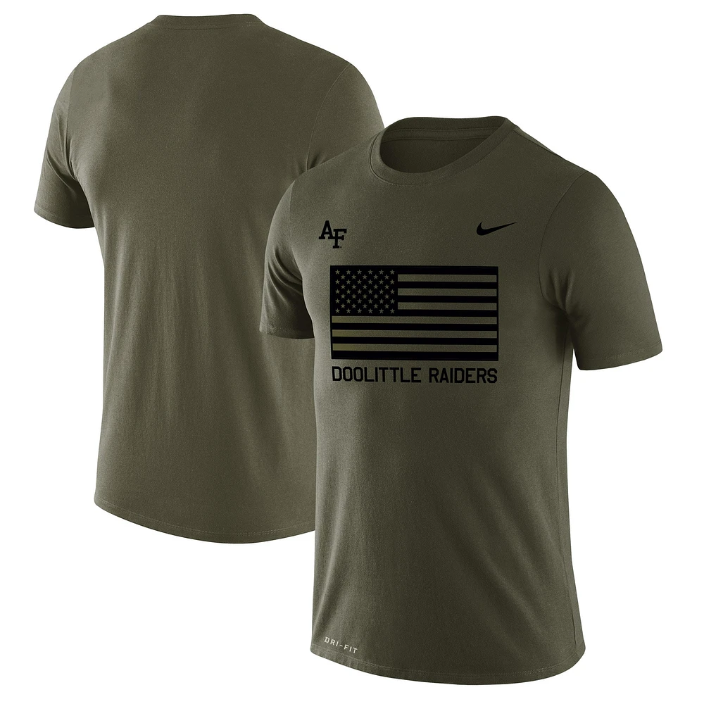 T-shirt Nike Olive Air Force Falcons Rivalry Flag Legend Performance pour homme