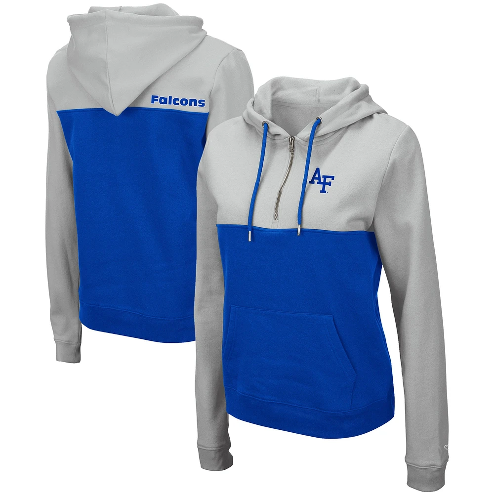 Sweat à capuche léger demi-zip Aidan Colosseum Grey/Royal Air Force Falcons pour femme