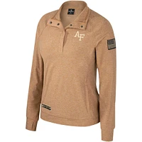 Women's Colosseum Tan Air Force Falcons OHT Military Appreciation Sand Tatum Quarter-Snap Raglan Jacket