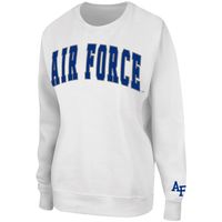 Women's Colosseum White Air Force Falcons Campanile Pullover Sweatshirt