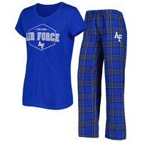 Women's Concepts Sport Royal/Black Air Force Falcons Badge T-Shirt & Flannel Pants Sleep Set