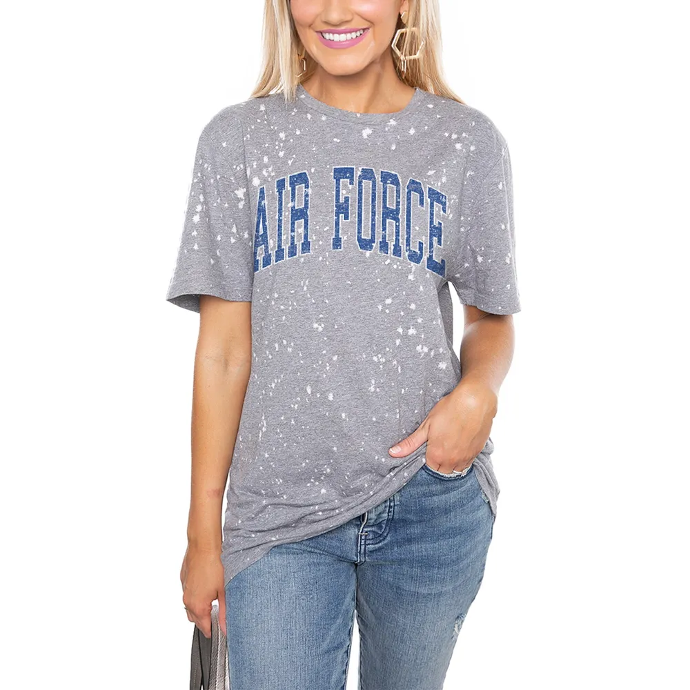 Lids Air Force Falcons Women's Bleached Splash-Dyed T-Shirt - Gray