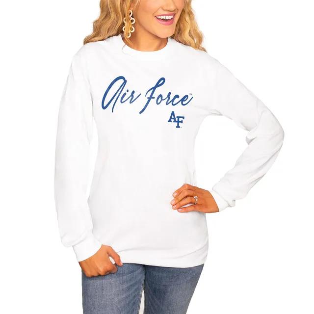 Women's Gameday Couture White Air Force Falcons Boyfriend Fit Long Sleeve T-Shirt Size: Medium