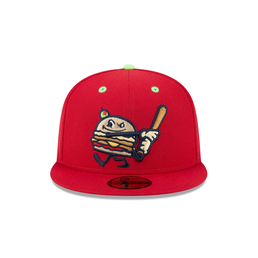 Casquette ajustée 59FIFTY Akron RubberDucks pour homme New Era Red