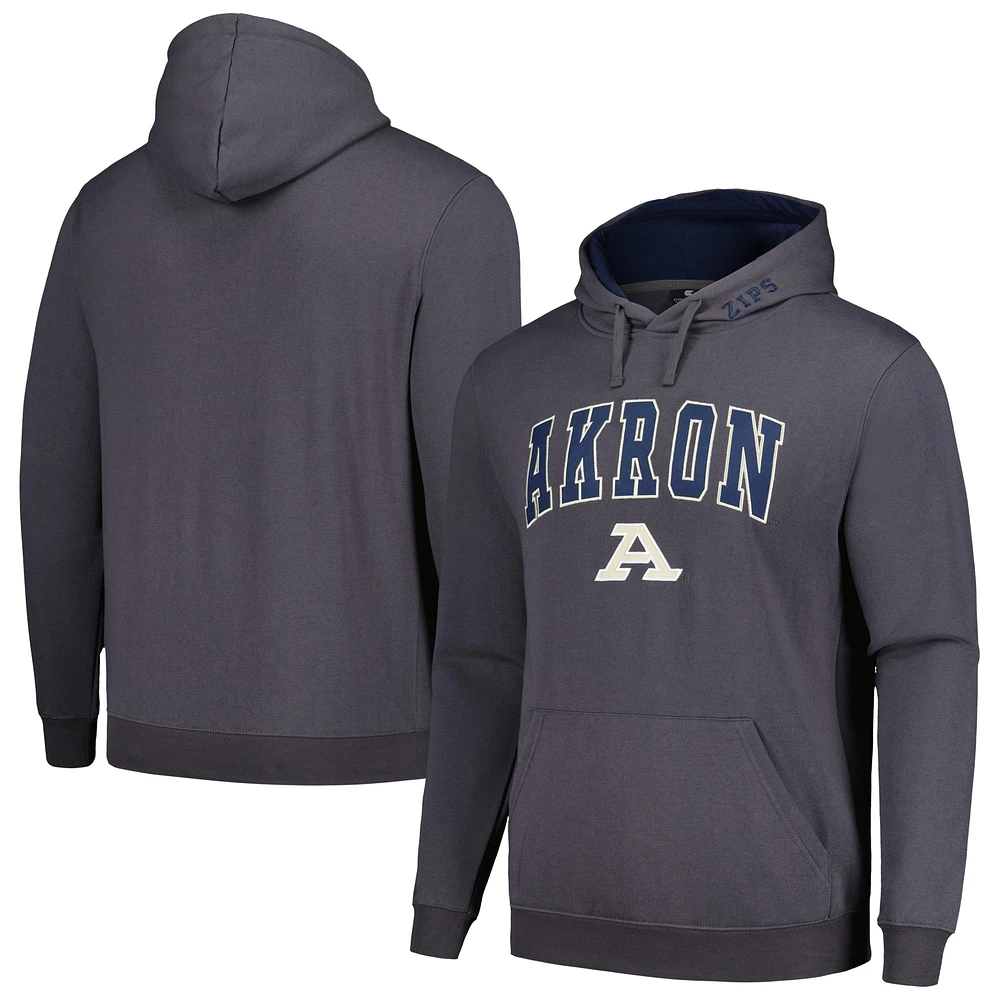 Chandail à capuchon Colosseum Charcoal Akron Zips Arch et Logo pour hommes