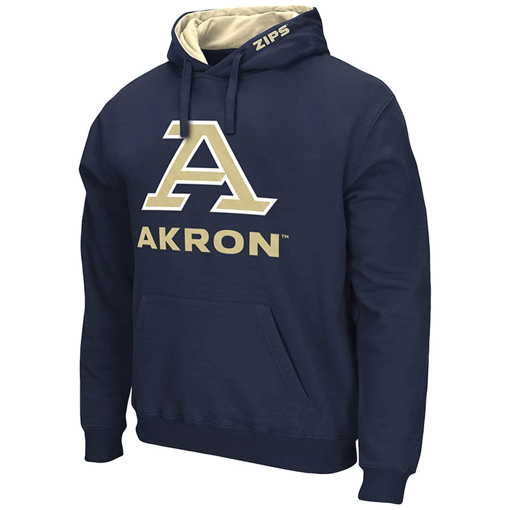 Men's Colosseum Navy Akron Zips Arch & Logo 3.0 Pullover Hoodie