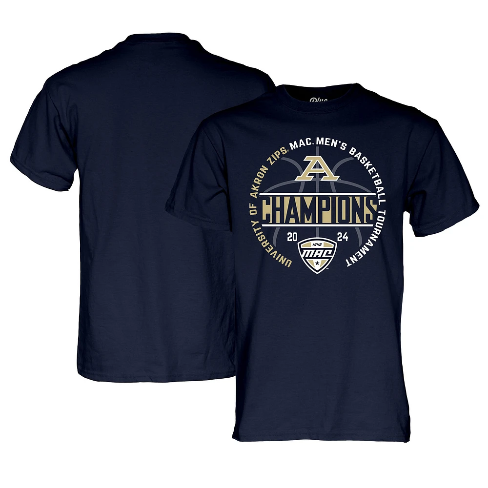 Unisex Blue 84 Navy Akron Zips 2024 MAC Men's Basketball Conference Tournament Champions T-Shirt