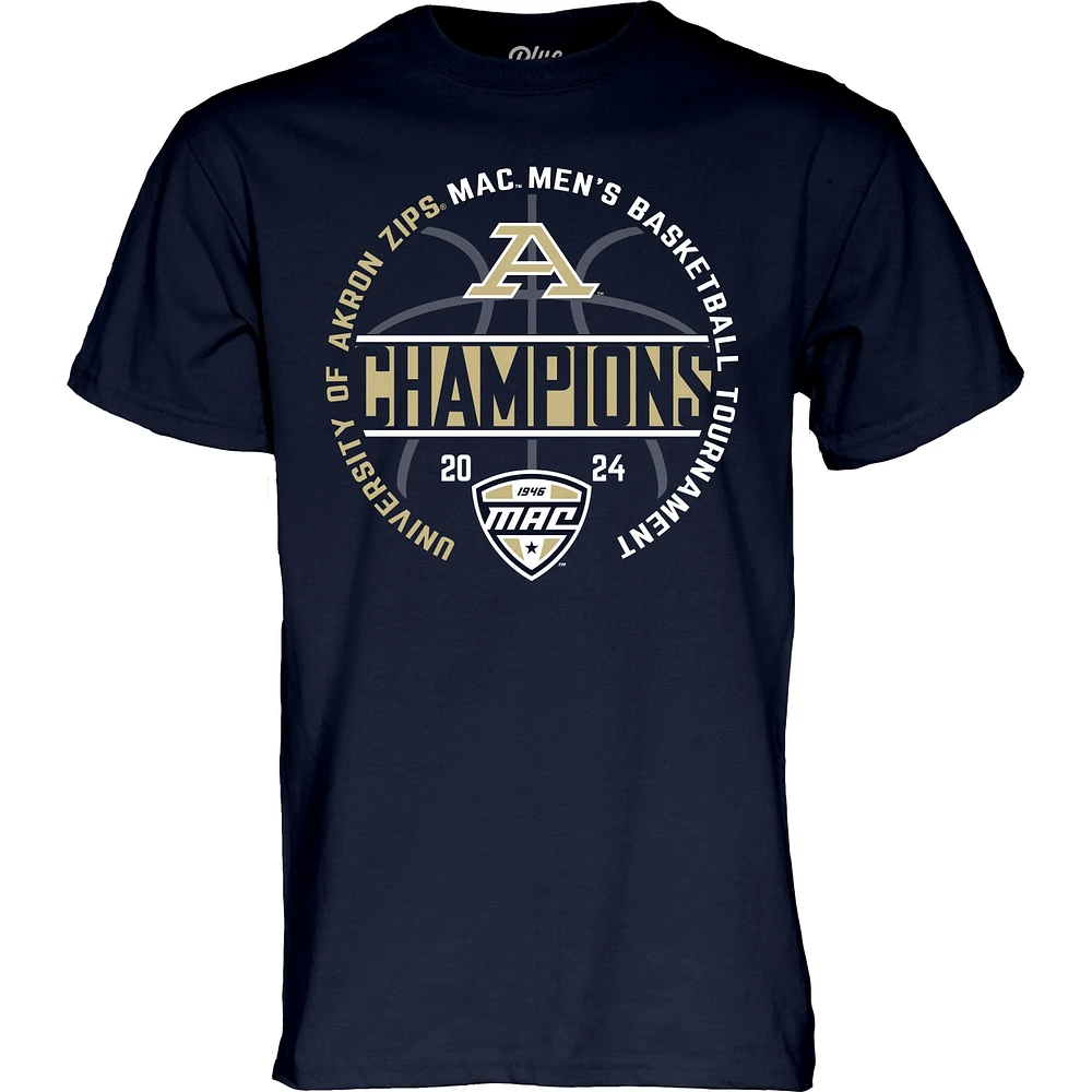 Unisex Blue 84 Navy Akron Zips 2024 MAC Men's Basketball Conference Tournament Champions T-Shirt