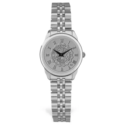 Akron Zips Women's Medallion Rolled Link Bracelet Wristwatch - Silver
