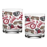 Lot de deux verres locaux de 14 oz de l'Alabama Crimson Tide