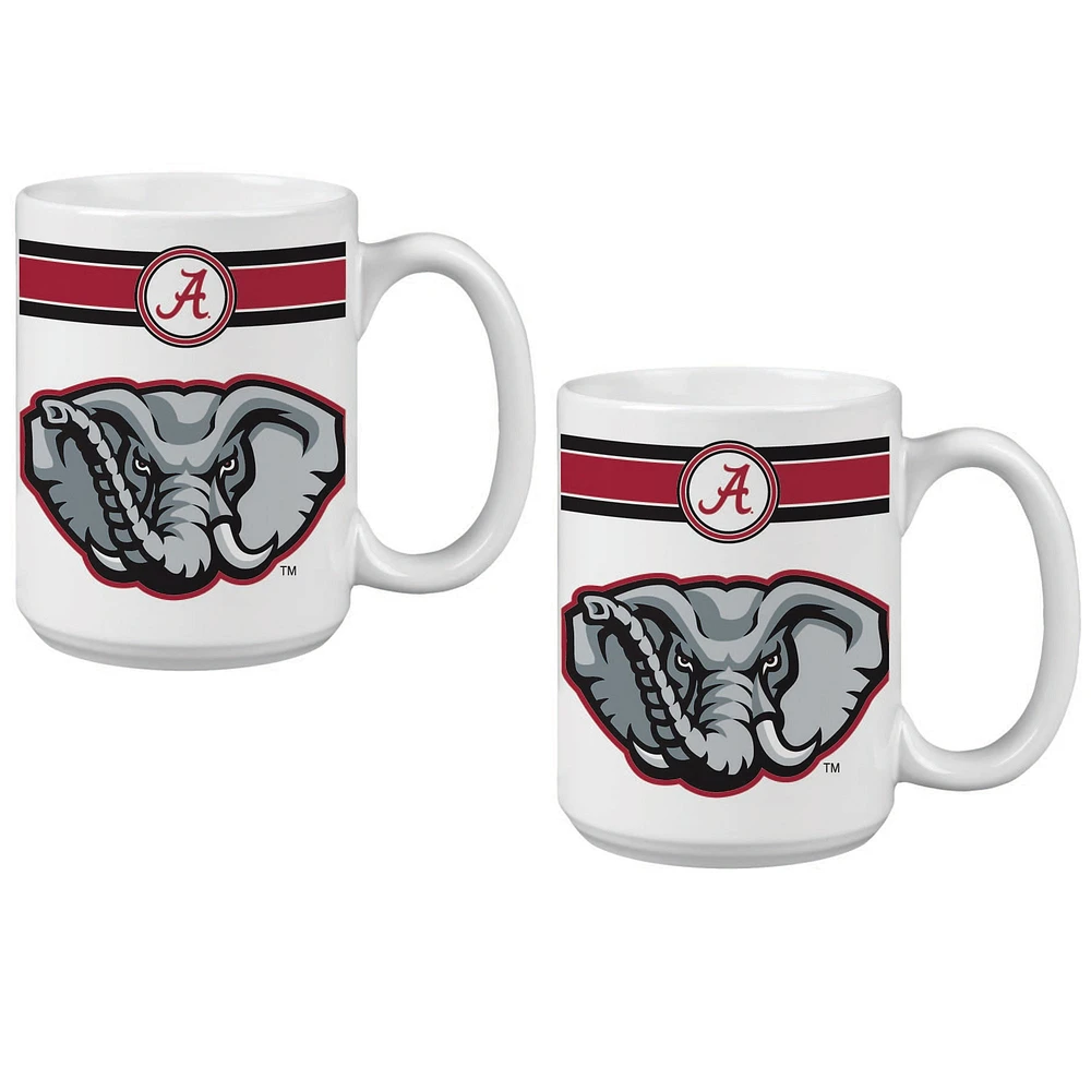 Lot de deux tasses à café classiques Alabama Crimson Tide de 15 oz