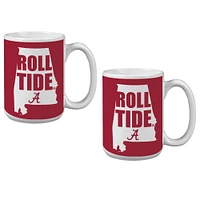 Lot de deux tasses à café Alabama Crimson Tide 15 oz.