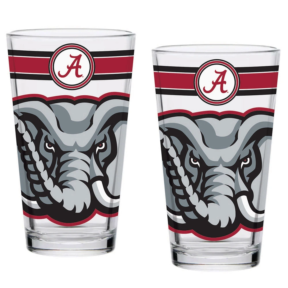 Lot de deux verres à pinte classiques Alabama Crimson Tide de 16 oz