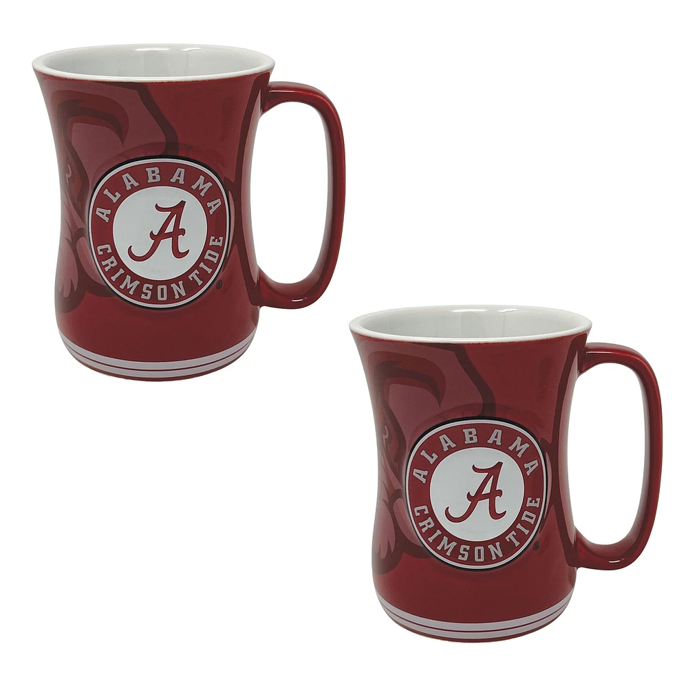 Lot de deux tasses sculptées pour barista Alabama Crimson Tide de 16 oz