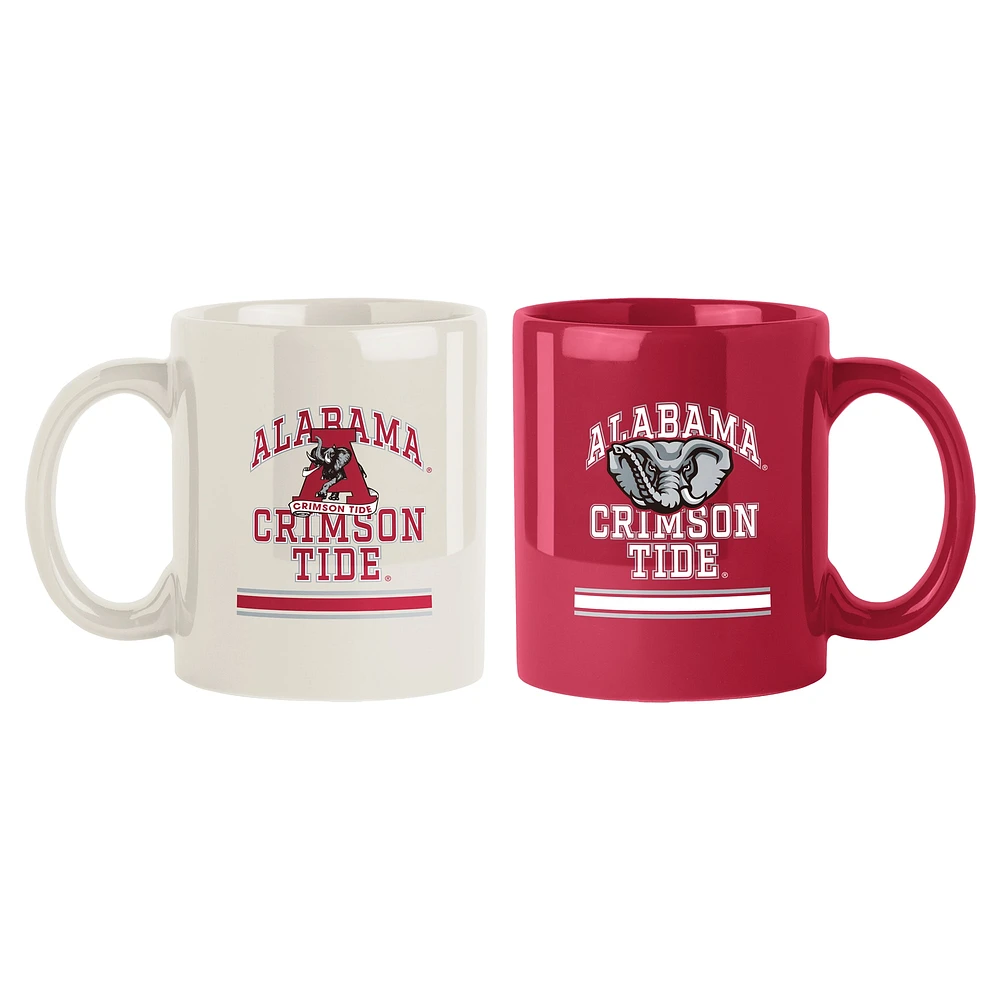 Lot de 2 tasses à motif de damier Alabama Crimson Tide de 15 oz