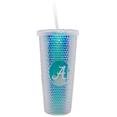 Marée pourpre de l'Alabama 24oz. Gobelet de voyage clouté irisé avec paille