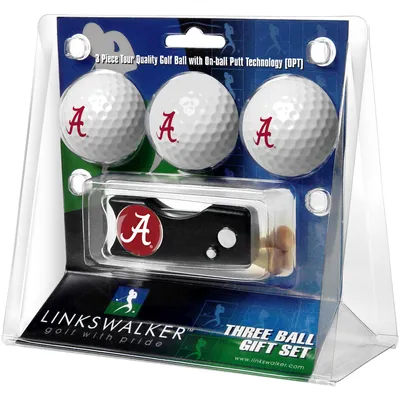 Alabama Crimson Tide 3-Pack Golf Ball Gift Set with Spring Action Divot Tool