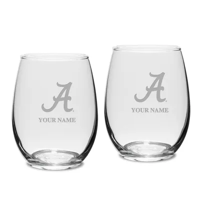 Alabama Crimson Tide Personalized 15oz. 2-Piece Stemless Wine Glass Set