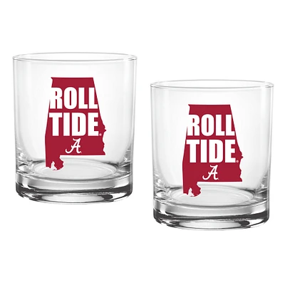 Alabama Crimson Tide, paquet de deux 14oz. Ensemble de verres de ville natale