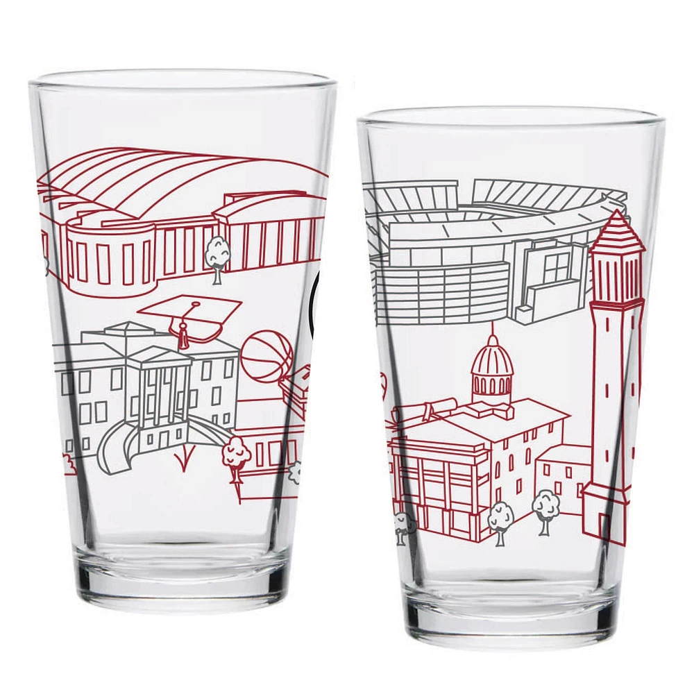 Alabama Crimson Tide Two-Pack 16oz. Campus Line Art Pint Glass Set