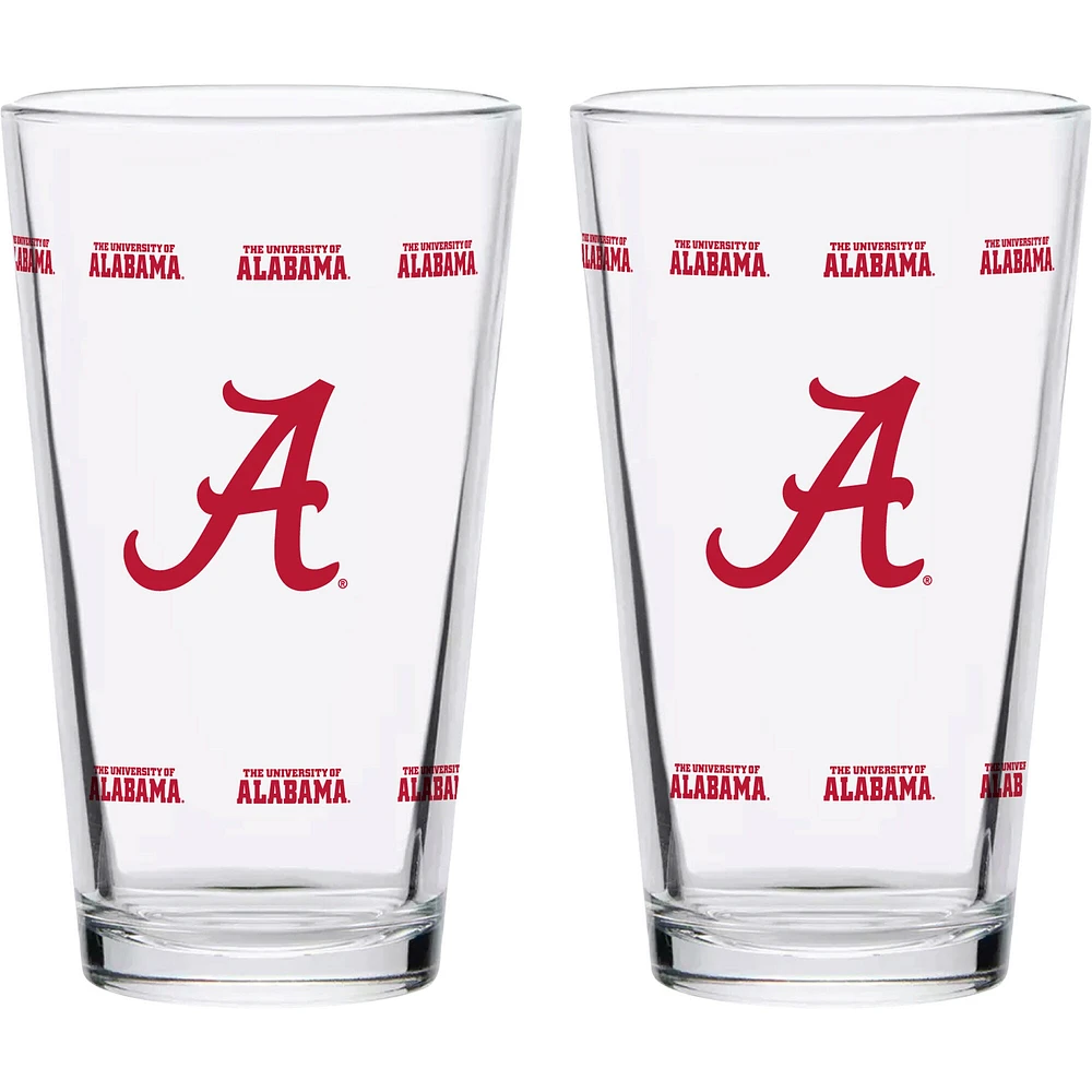 Alabama Crimson Tide Lot de deux Knockout 16 oz. Ensemble de verres à pinte