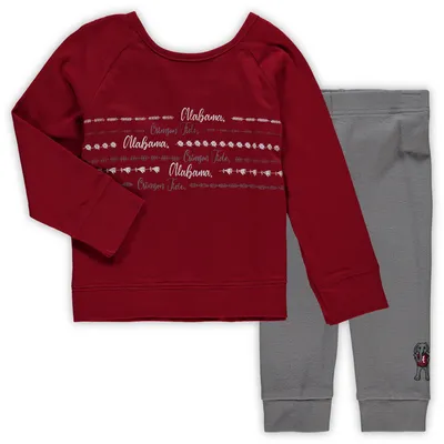 Alabama Crimson Tide Colosseum Girls Infant Crystal Ball Long Sleeve T-Shirt and Leggings Set - Crimson/Gray