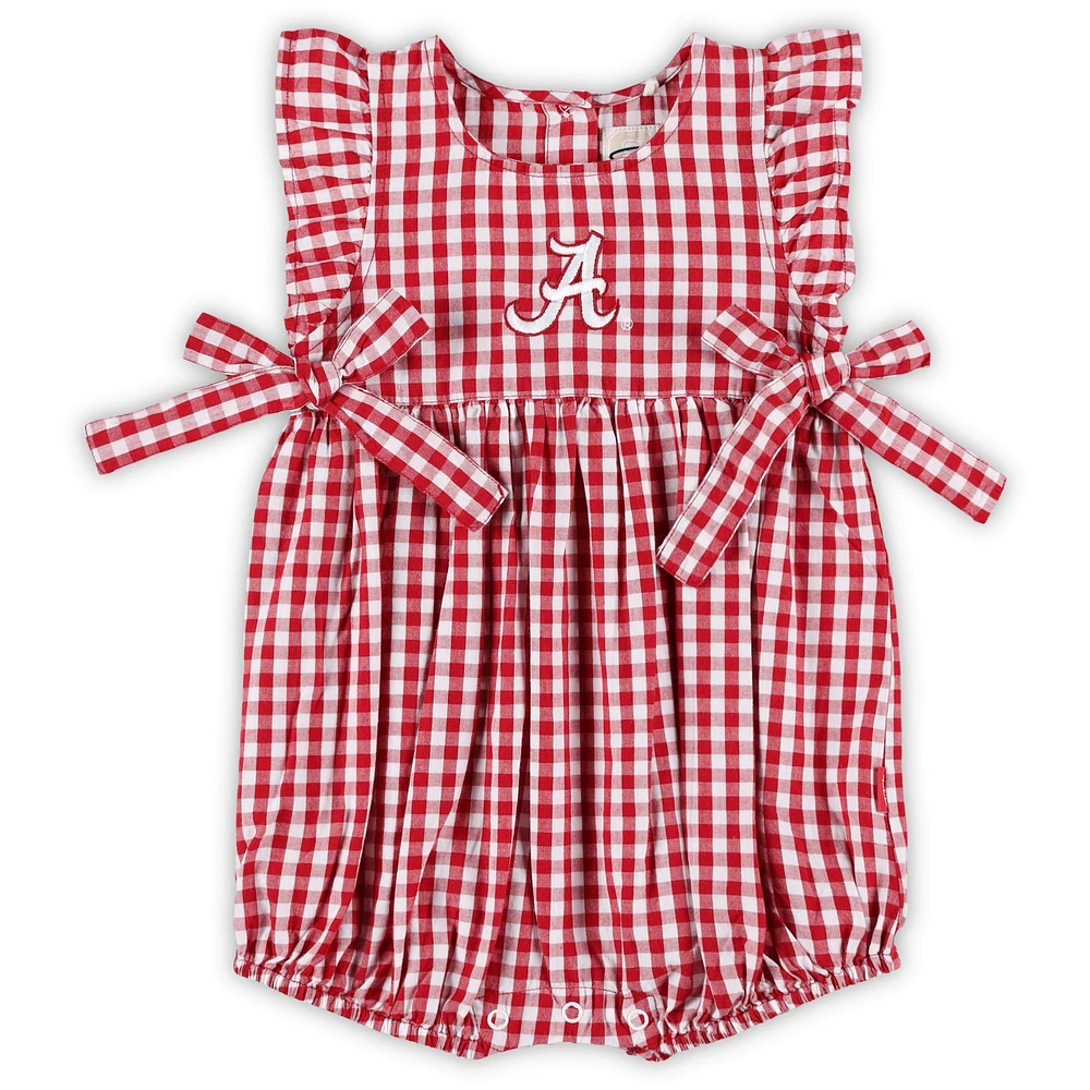 Girls Infant Garb Crimson Alabama Tide Constance Gingham Romper