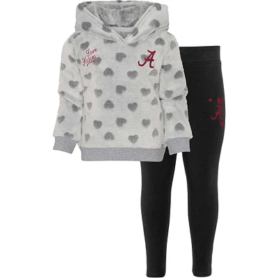 Ensemble de pull à capuche et leggings Heart To Alabama Crimson Tide pour bébé fille gris/noir