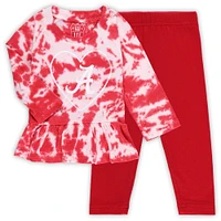 Wes & Willy Crimson Alabama Tide Tie-Dye Ruffle Raglan T-shirt à manches longues et leggings pour filles