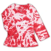 Girls Infant Wes & Willy Crimson Alabama Tide Tie-Dye Ruffle Raglan Long Sleeve T-Shirt Leggings Set