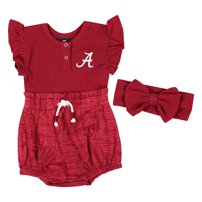 Girls Newborn & Infant Colosseum  Crimson Alabama Tide Two-Piece Bodysuit and Headband Set