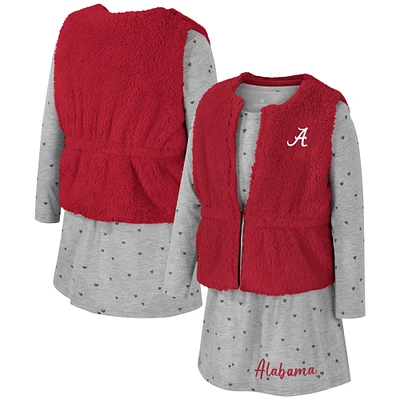 Ensemble gilet et robe Colosseum Crimson Alabama Tide Meowing pour filles