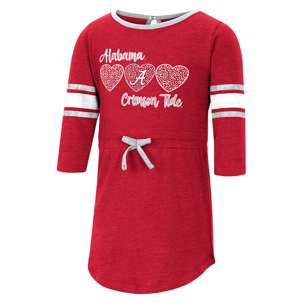 Girls Toddler Colosseum Heathered Crimson Alabama Tide Poppin Sleeve Stripe Dress