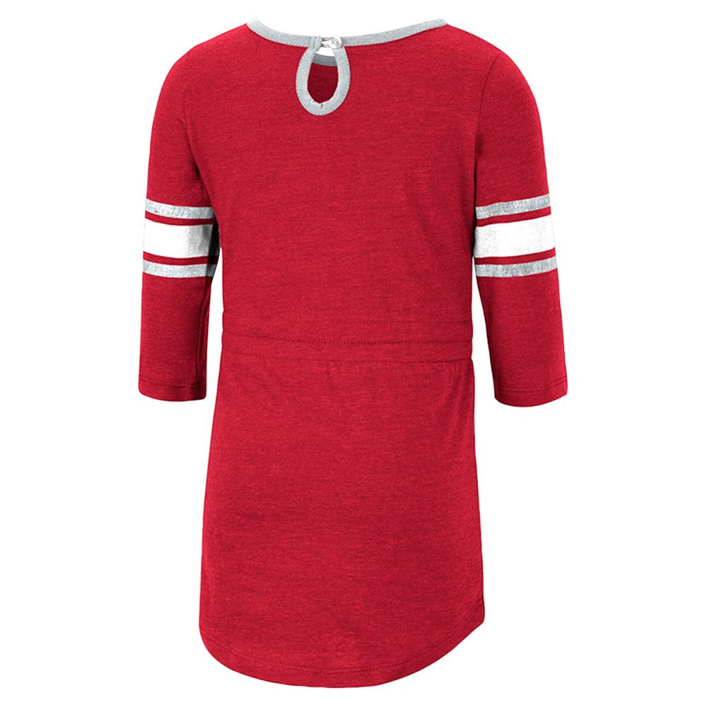 Girls Toddler Colosseum Heathered Crimson Alabama Tide Poppin Sleeve Stripe Dress