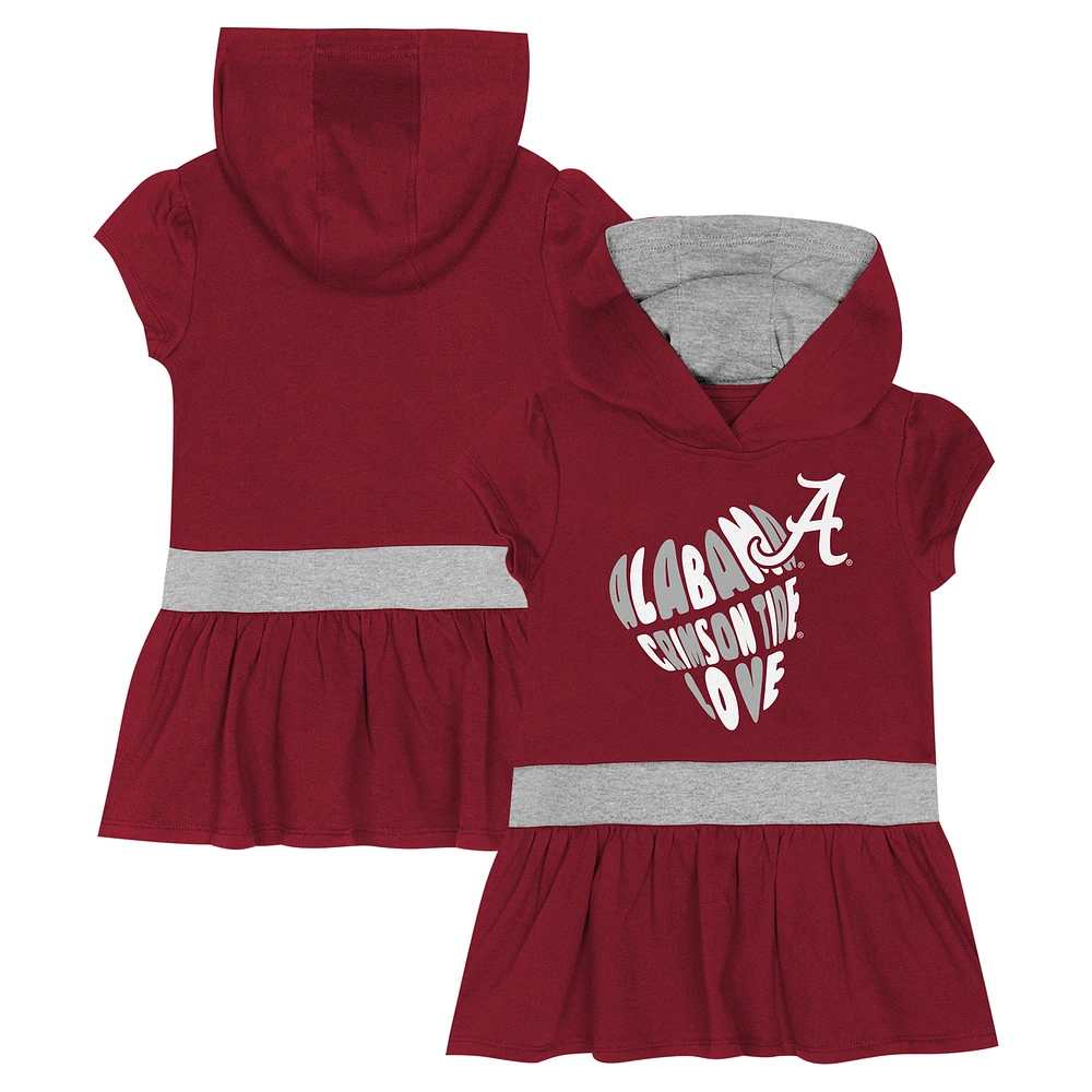 Girls Toddler Crimson Alabama Tide Team Love French Terry Hoodie Dress