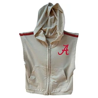 Girls Toddler Wes & Willy Tan Alabama Crimson Tide Tri-Blend Sleeveless Full-Zip Hoodie Tiered Skirt Set