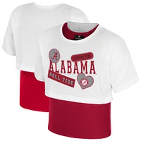 Girl's Youth Colosseum  White Alabama Crimson Tide Gale Cropped 2Fer Top