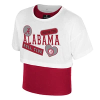 Girl's Youth Colosseum  White Alabama Crimson Tide Gale Cropped 2Fer Top