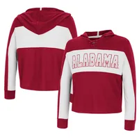 T-shirt à manches longues lacets Colosseum Crimson Alabama Tide Galooks pour fille