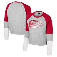 Girls Youth Colosseum Heather Gray Alabama Crimson Tide Katinka Rhinestone Pullover Sweatshirt