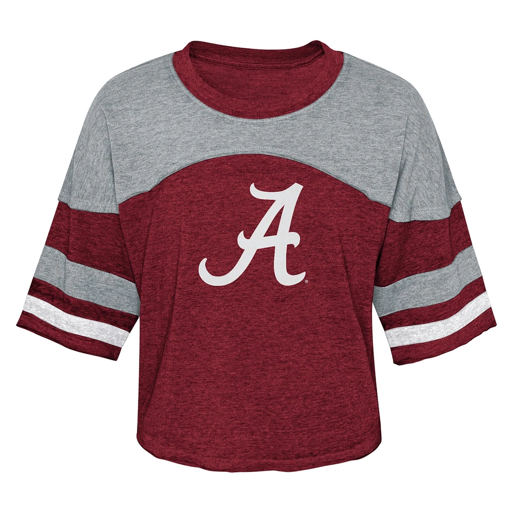 Crimson Alabama Tide Sunday Friday T-shirt en jersey à rayures pour jeunes filles