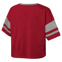 Girls Youth Crimson Alabama Tide The Playmaker Sleeve Stripe V-Neck Jersey T-Shirt